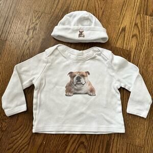 Bulldog long sleeve shirt and hat, size 12-18M